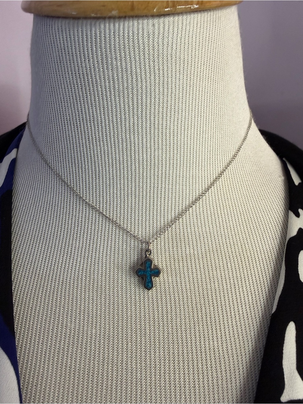 Silver Turquoise Cross Necklace,Small
